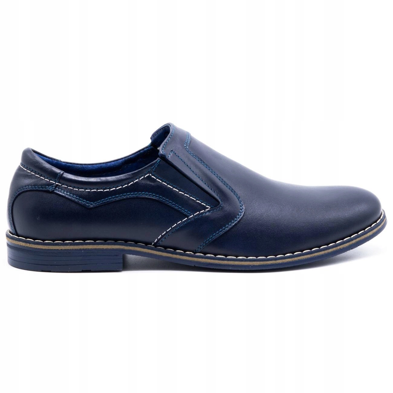Elegantní pánské boty z přírodní kůže 283LU tmavě modré slip on 40