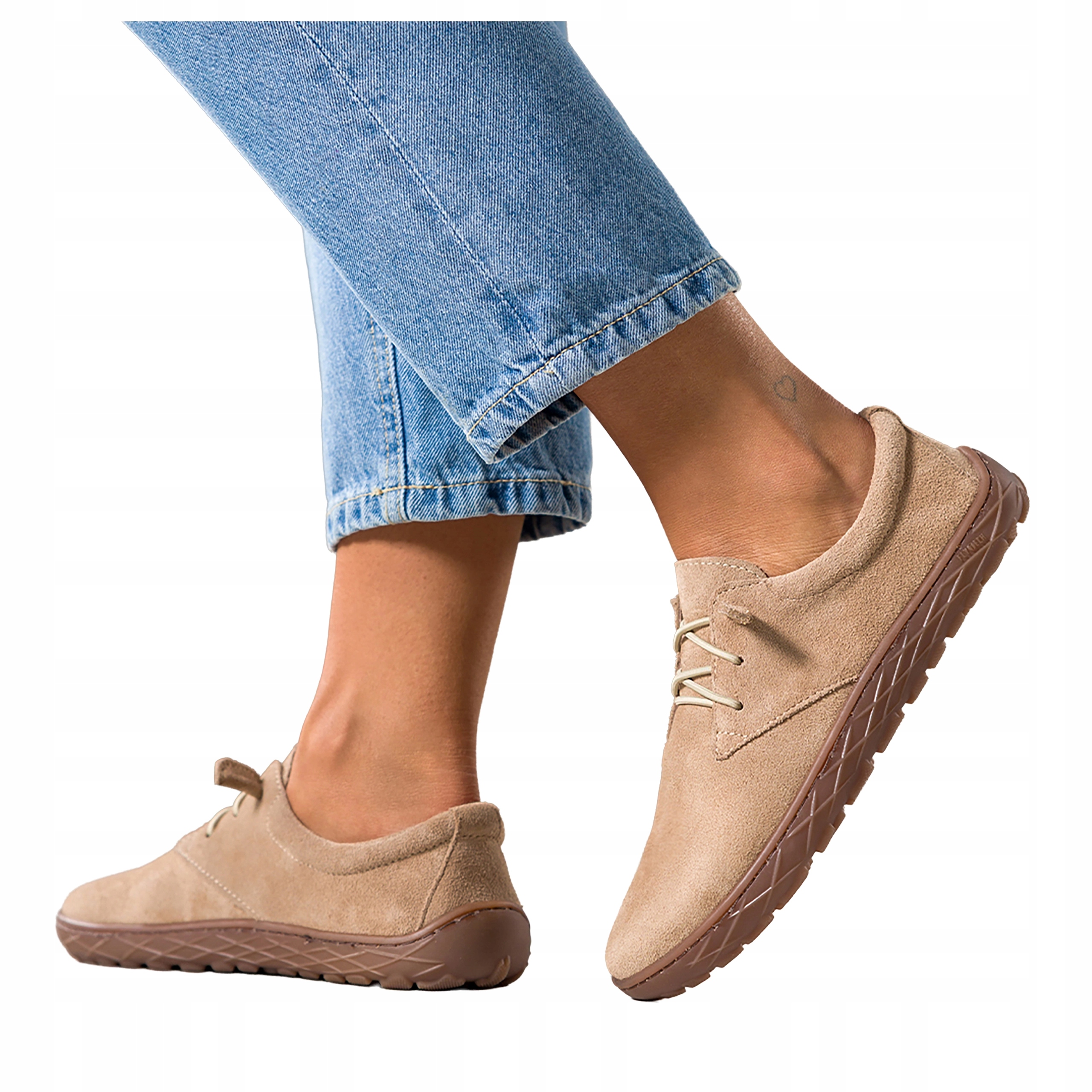 Béžové Barefoot Boty Dámské Šněrovací Kožené Polské Elastické vel 41