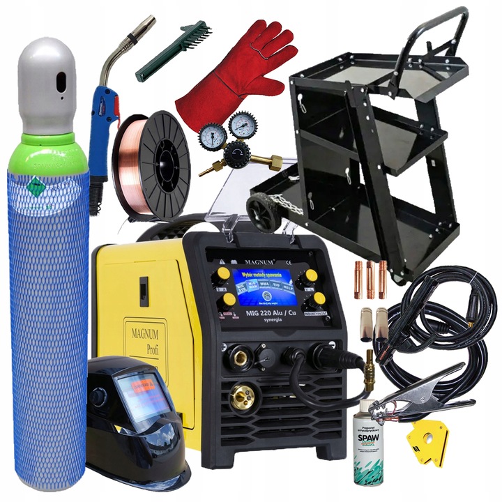 Spawarka Migomat Magnum Mig 220 Alu Cu Synergia Mma Tig 230V 200A Igbt 3W1