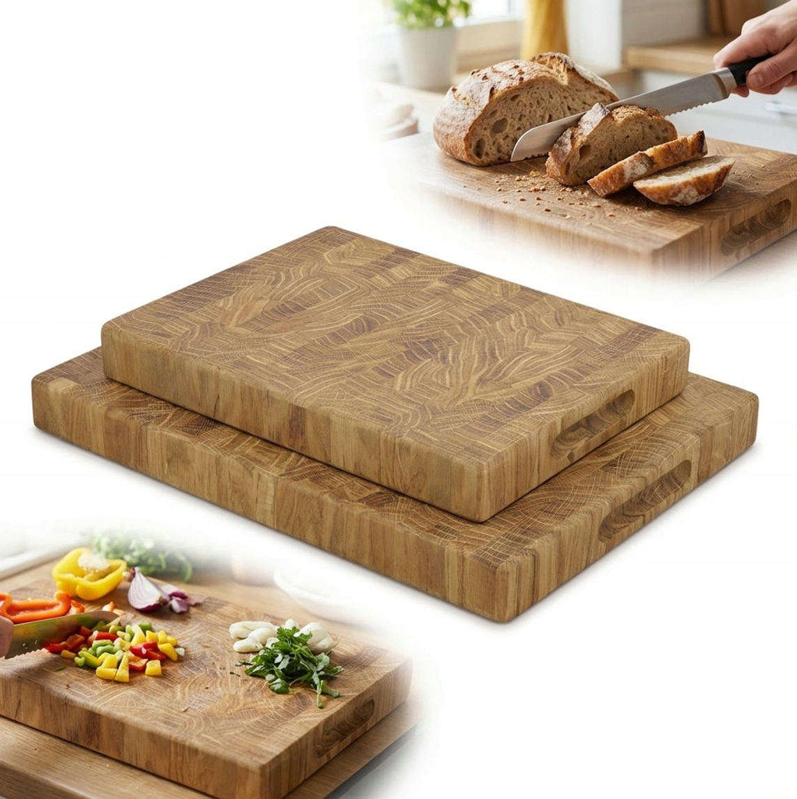 dosky na krájanie End Grain Blok dubové olejované 2ks Premium