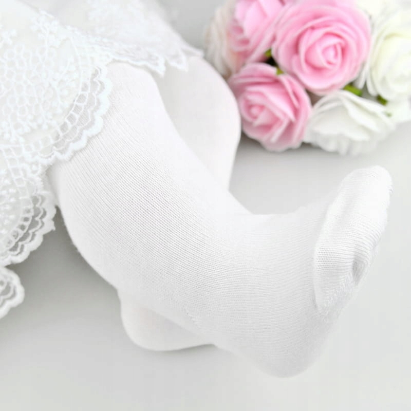 BIAŁE RAJSTOPKI Z BAWEŁNY BEZ WZORKÓW NA JESIEŃ WIOSNĘ CHRZEST 68 - 74 Marka YOCLUB