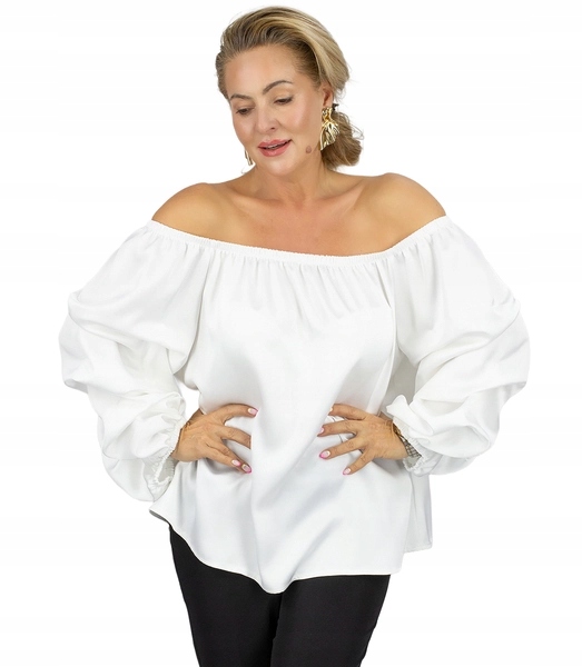 Dámská španělská saténová halenka s bufetovými rukávy elegantní unisize