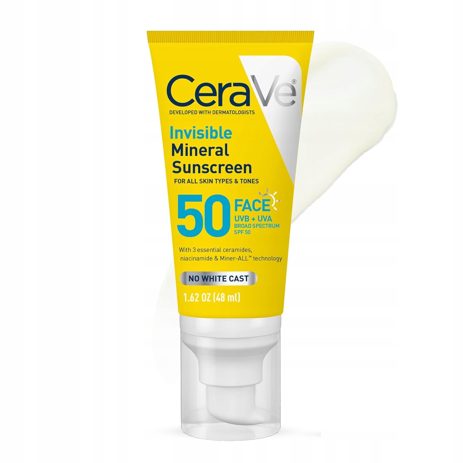 CeraVe Invisible lekki mineralny krem ochronny do twarzy Spf 50 48 ml