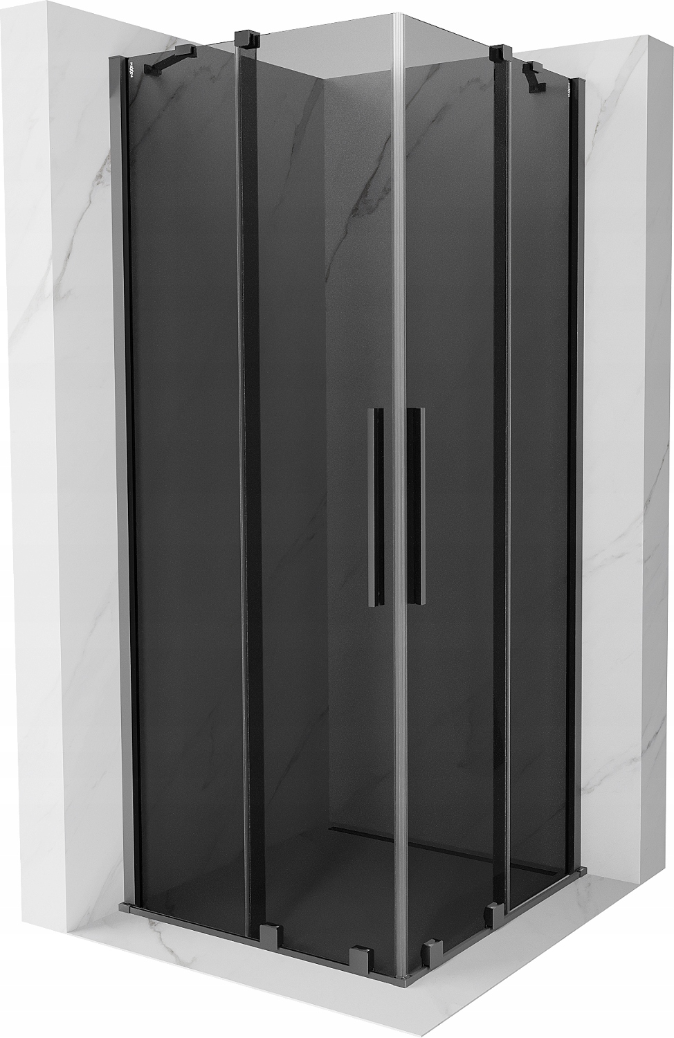 Mexen Velar Duo 80x80 cm, Grafitová Sprchová Kabina Gun Metal