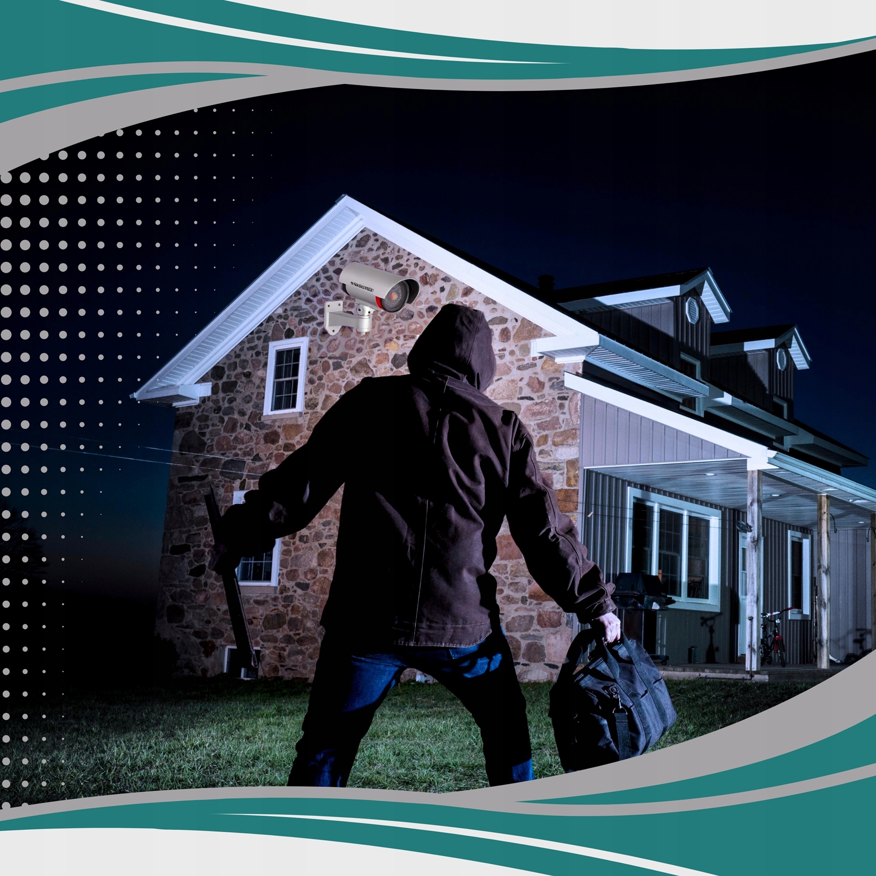 KAMERA ATRAPA IR LED MONITORING KAMERA ZEWNĘTRZNA ŚCIENNA Z DIODĄ MIGAJĄCA Model Atrapa Kamery