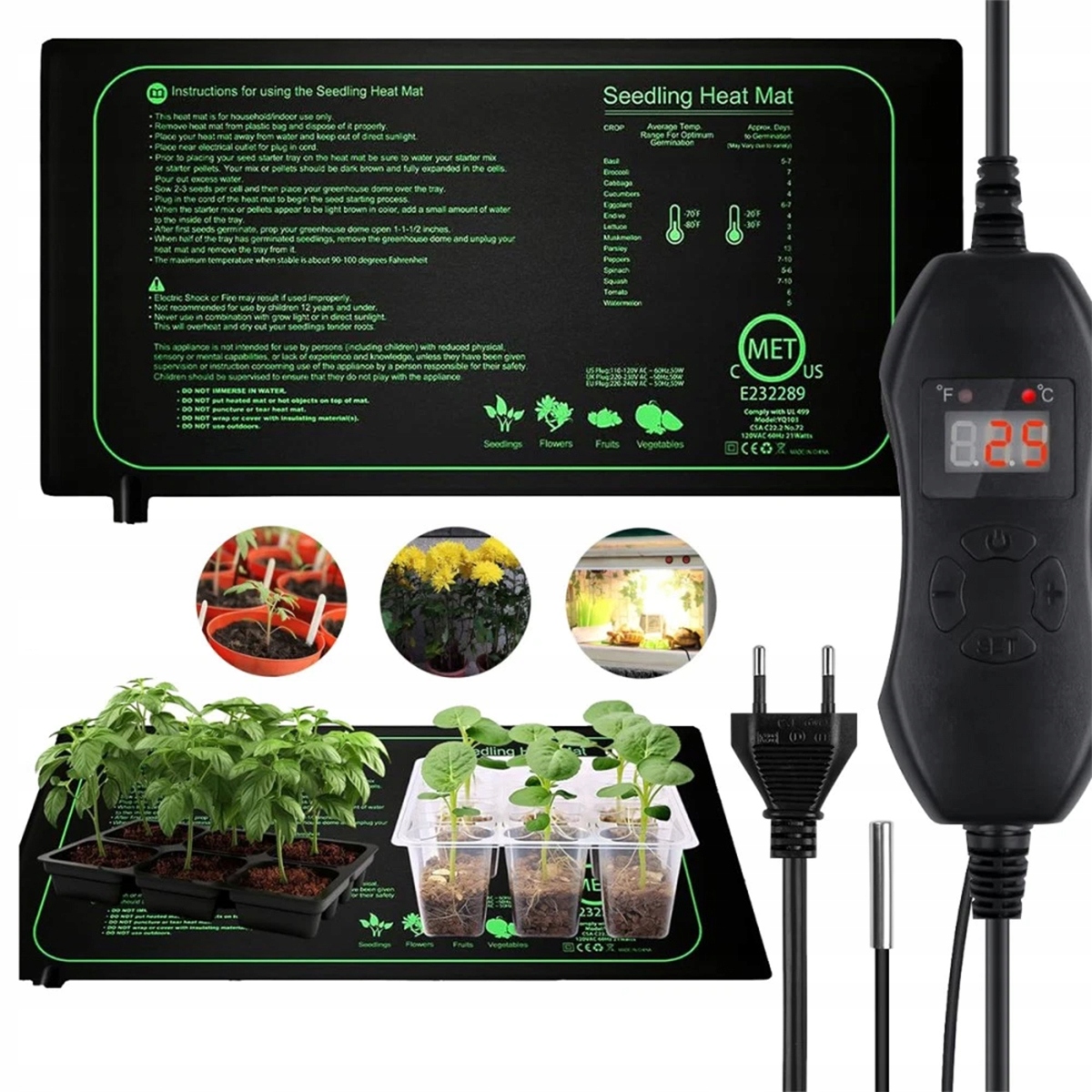 Levně Topný Rohož 52 x 24 cm 50 W Pro Plazy Rostlin S Regulací