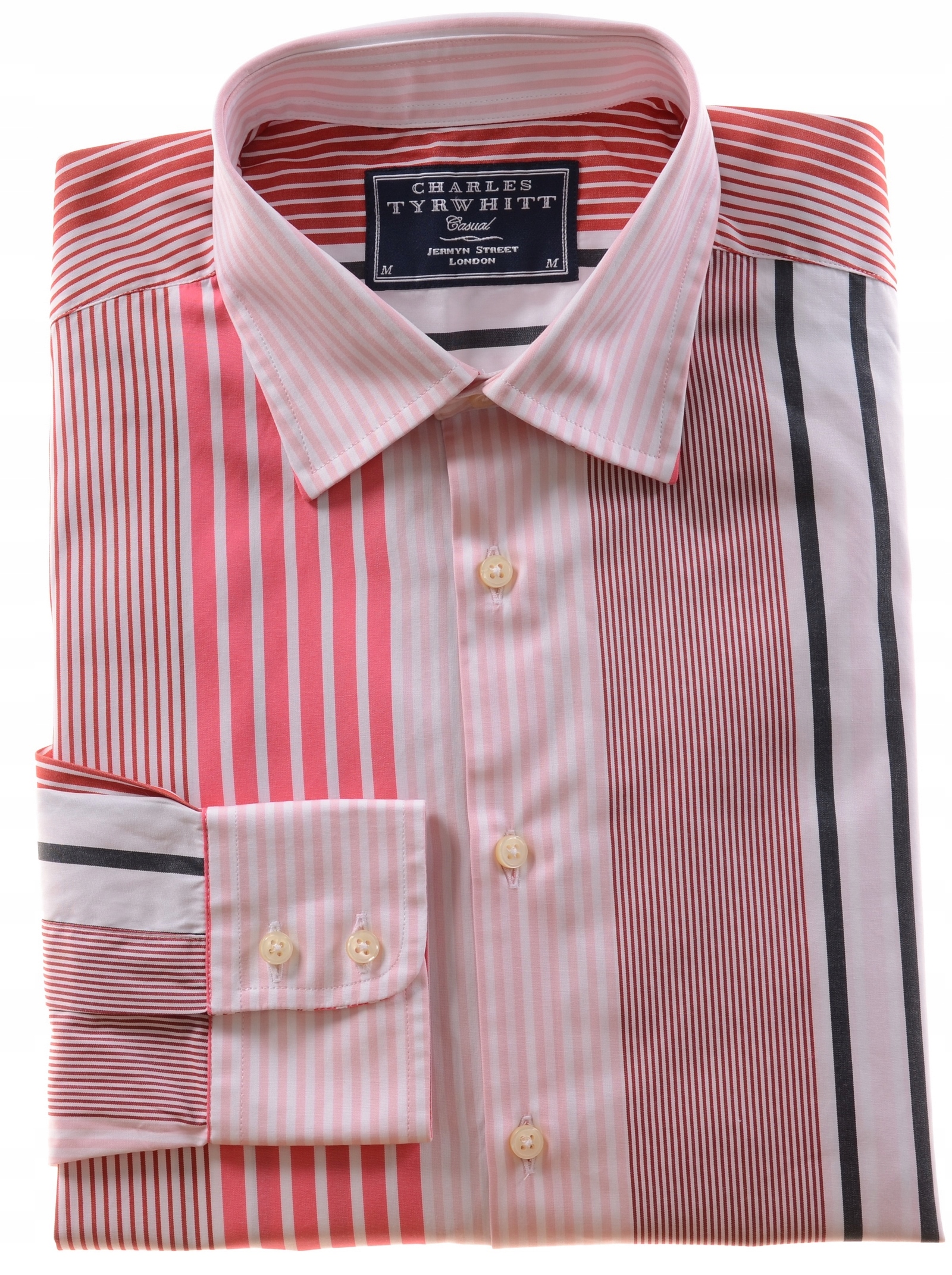 CHARLES TYRWHITT koszula w różowy prążek M k 40
