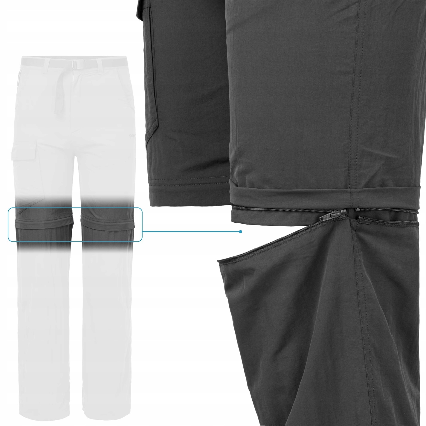 B3774 FUNKCYJNE TREKKINGOWE SPODNIE SPODENKI GELERT L Kolor szary