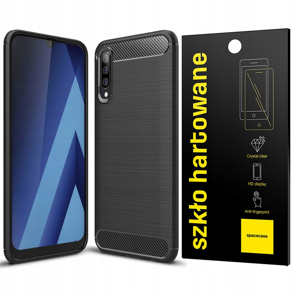 

Etui Pancerne Carbon Do Galaxy A70 Pełne Szkło