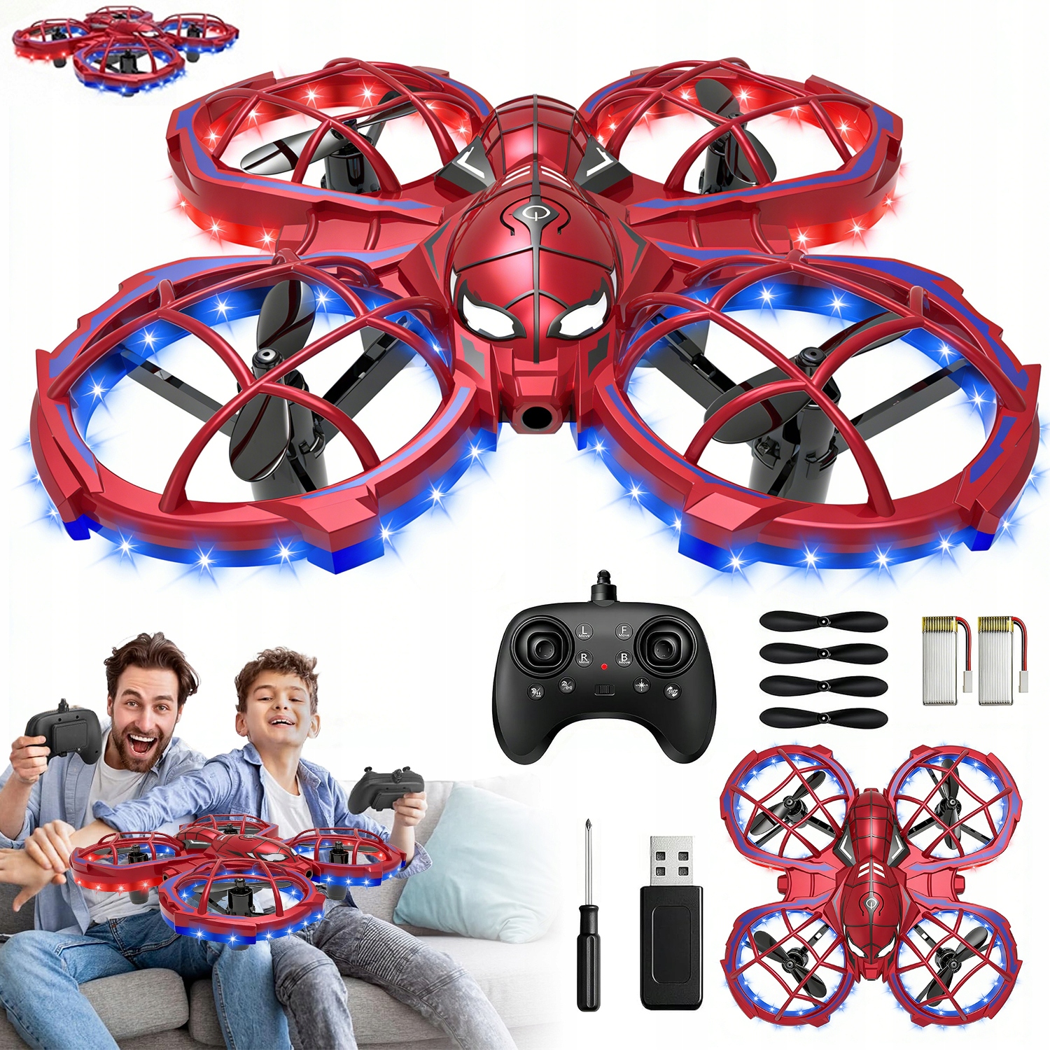 MINI DRON DLA DZIECI UNIKANIE PRZESZKÓD 3 PRĘDKOŚCI OBROTOWE 360° ZABAWA