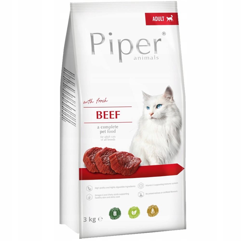 Krmivo suché pro kočky Piper Animals s hovězím masem 3 kg