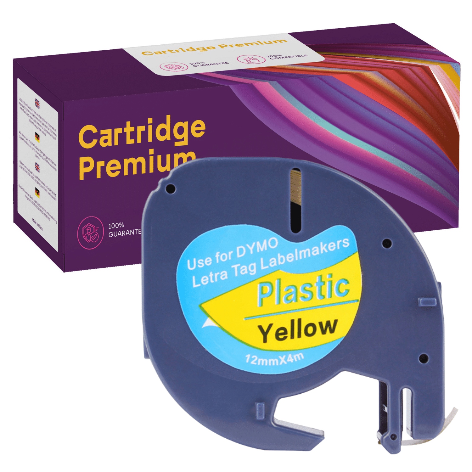 Taśma do DYMO LetraTag 12mmx4m żółta 59423 Plastik