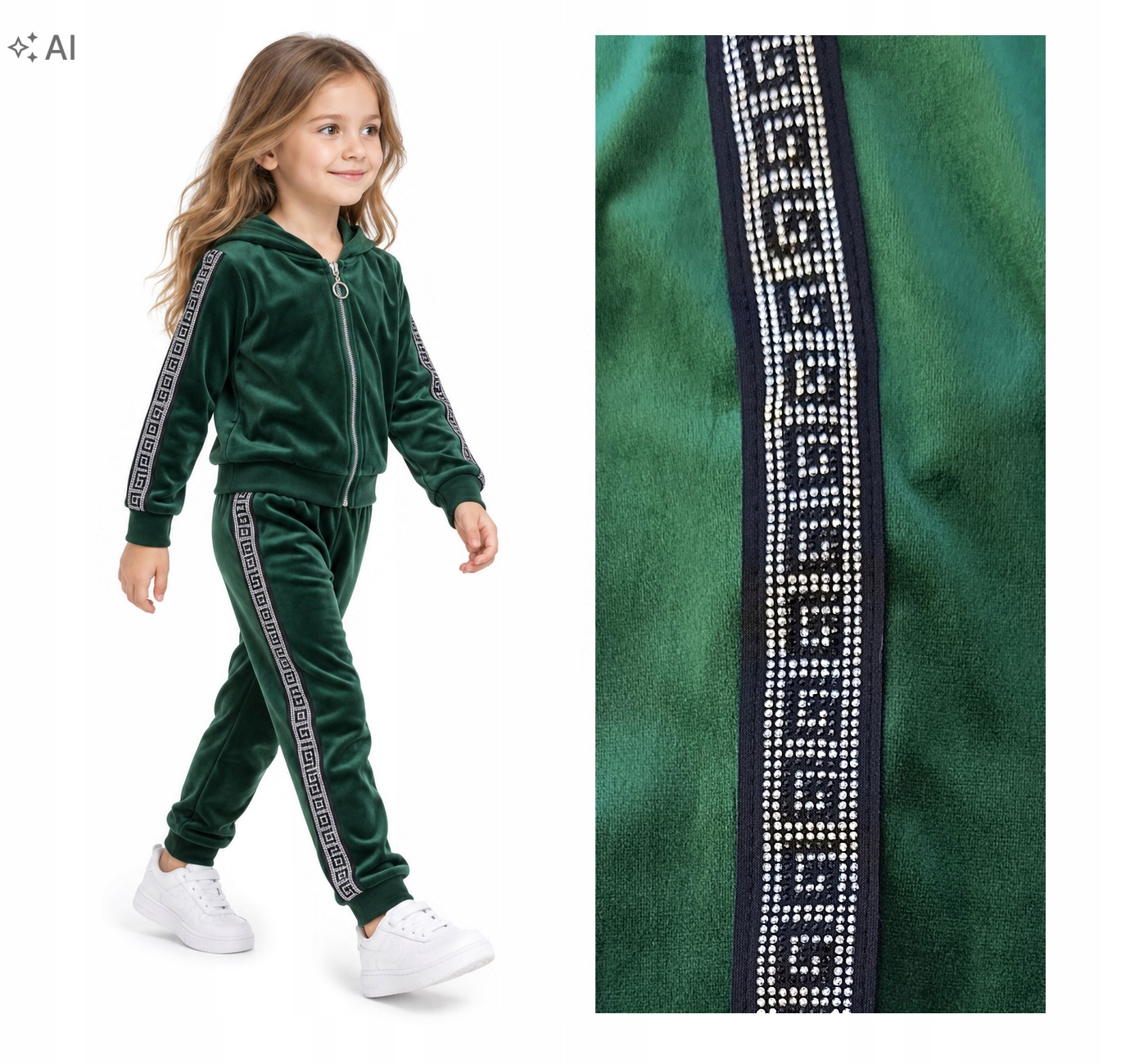 Dres welurowy dla dziewczynki Komplet dresowy Bluza rozpinana Spodnie 110