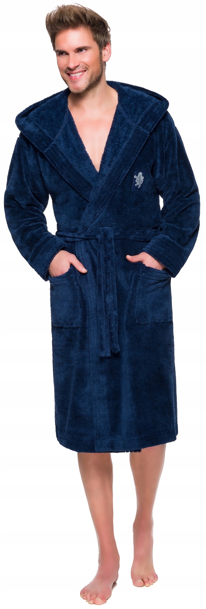 BRUCE CIEPŁY DŁUGI SZLAFROK MĘSKI Z KAPTUREM XL Rozmiar XL