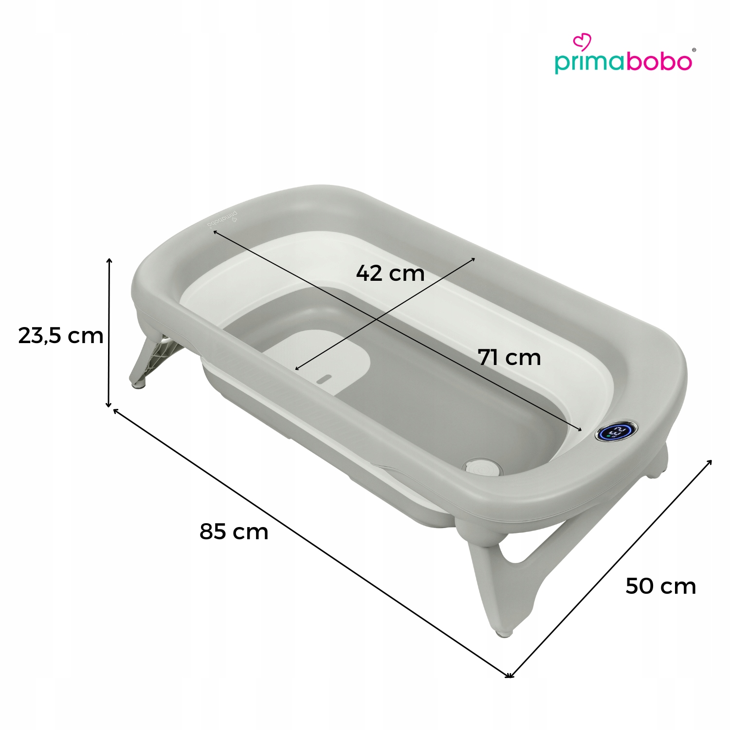 PRIMABOBO Wanienka składana LUX dla dziecka DUŻA termometr silikonowa wanna Materiał silikon