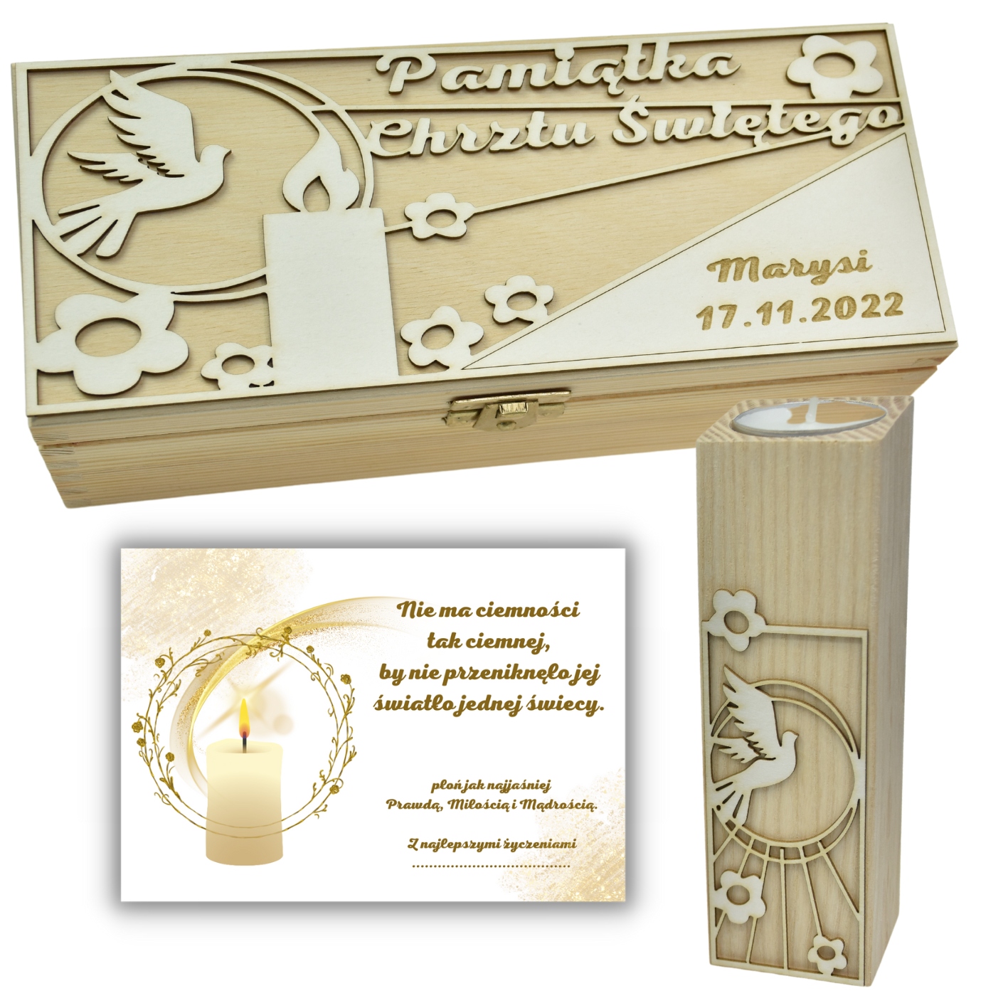 Pamiątka Chrztu Świętego ŚWIECA GRAWER Prezent
