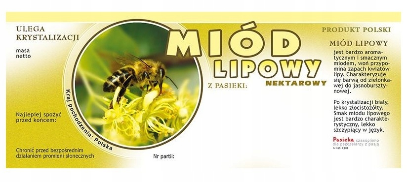 

Etykieta duża na miód Lipowy 100szt etykiety Lipa