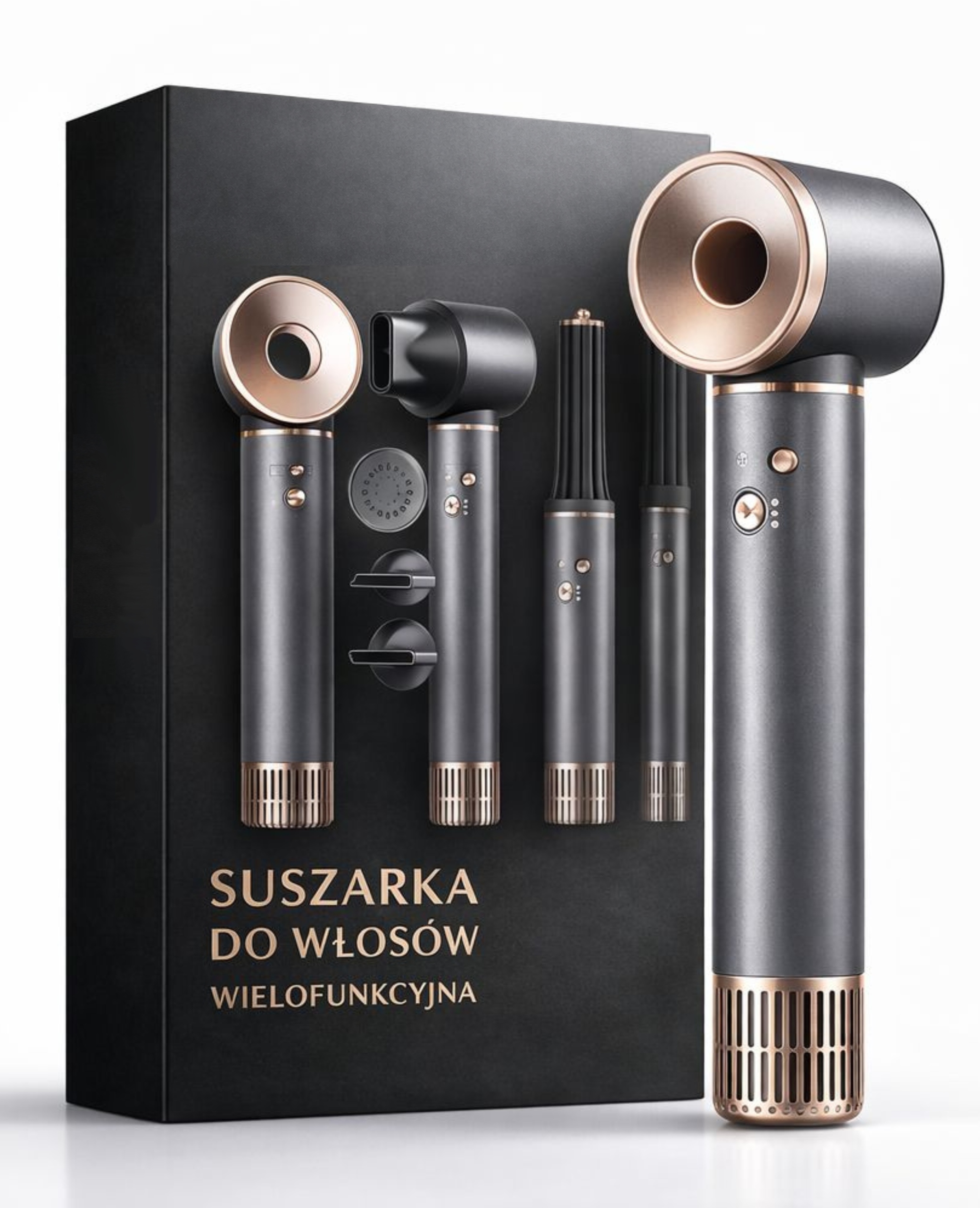 Suszarko Lokówka Do Włosów Z Jonizacją Obrotowa Wielofunkcyjna Mocna 5w1