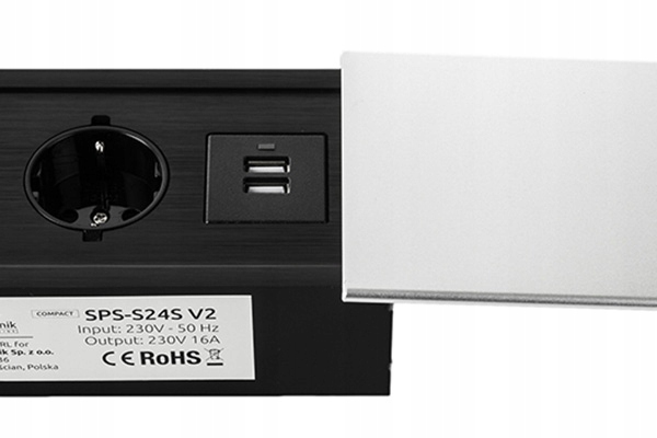 Przesuwane slide gniazdo chowane w blat Spacetronik SPS-S24S V2 COMPACT Typ gniazda Gniazdo
