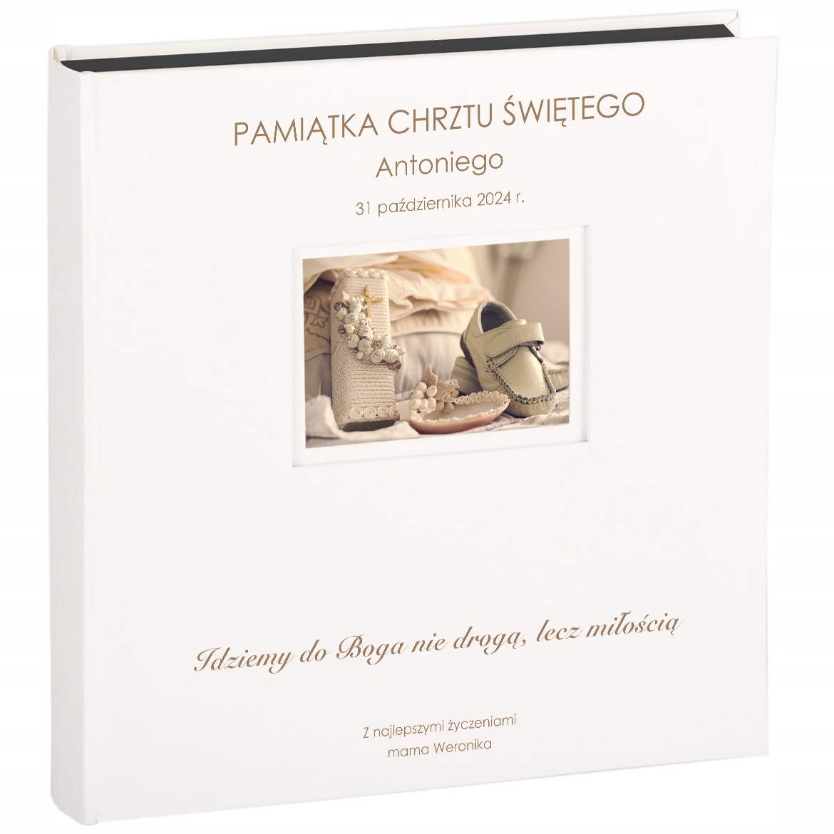 Album na zdjęcia wklejane 50 czarnych kart Chrzest Roczek Nadruk