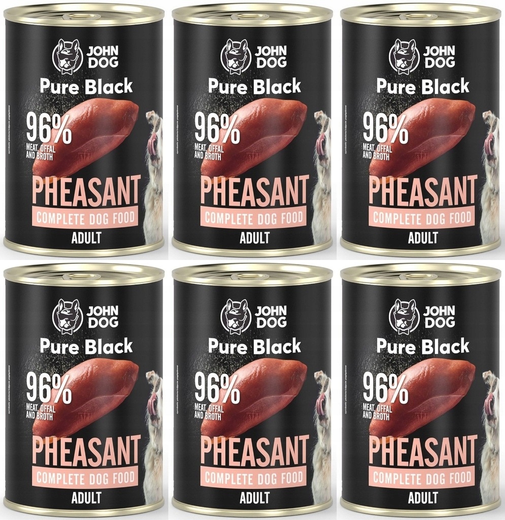 Levně John Dog Pure Black Adult Bažant 6 x 400 g