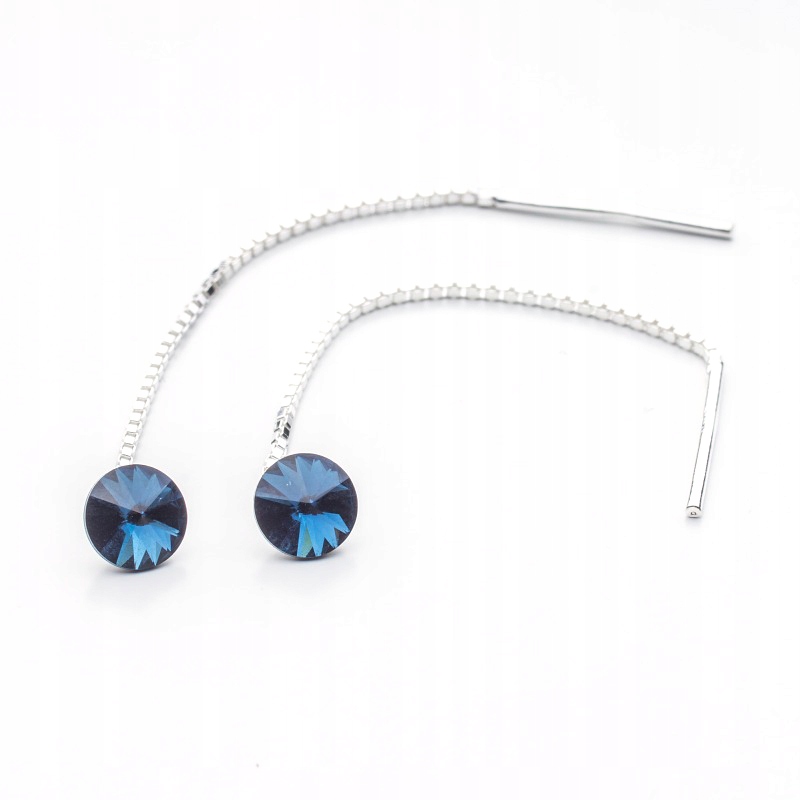

Srebrne długie kolczyki z kr. Swarovski 6mm Mont