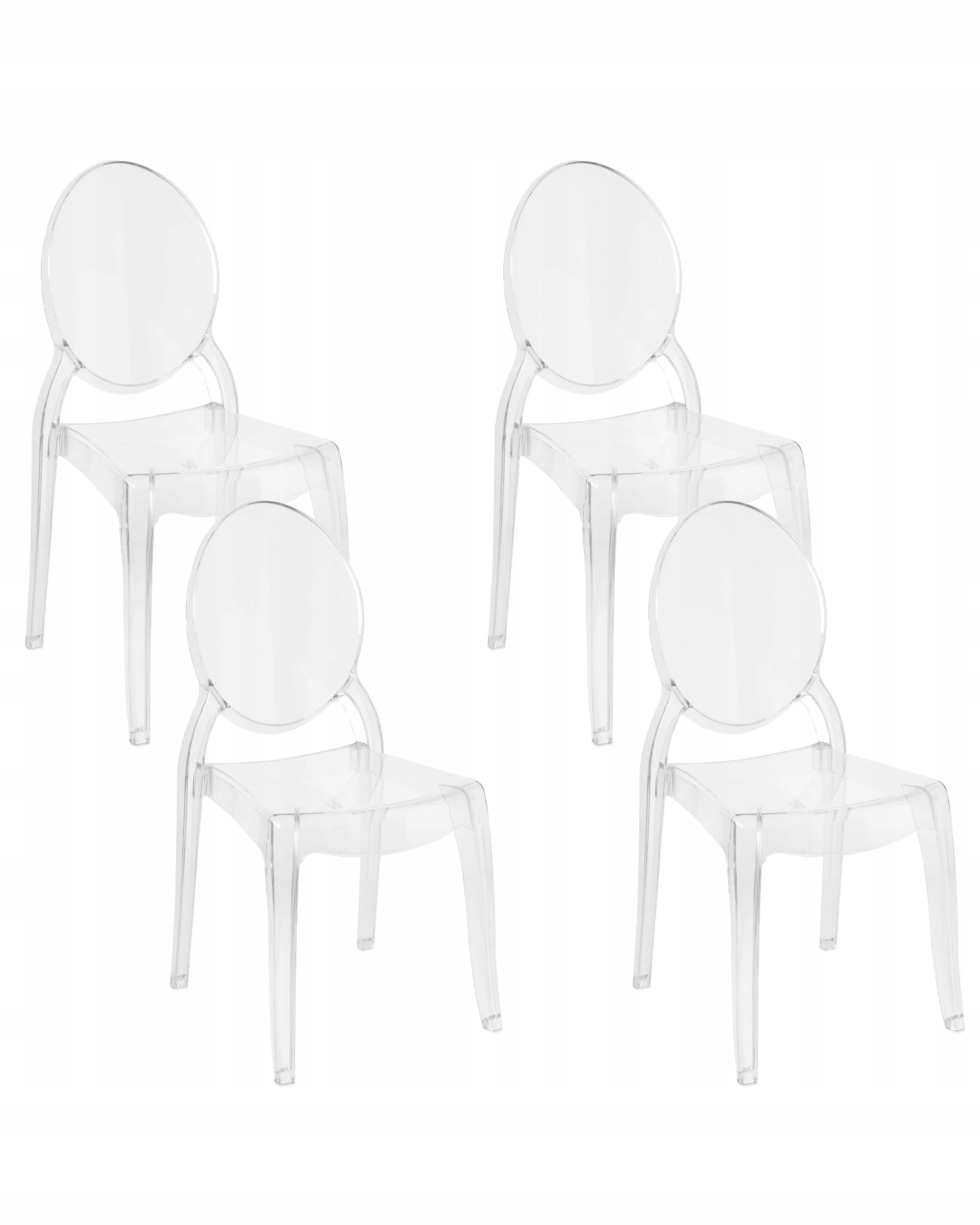 Zestaw 4 krzesła transparentne bezbarwne