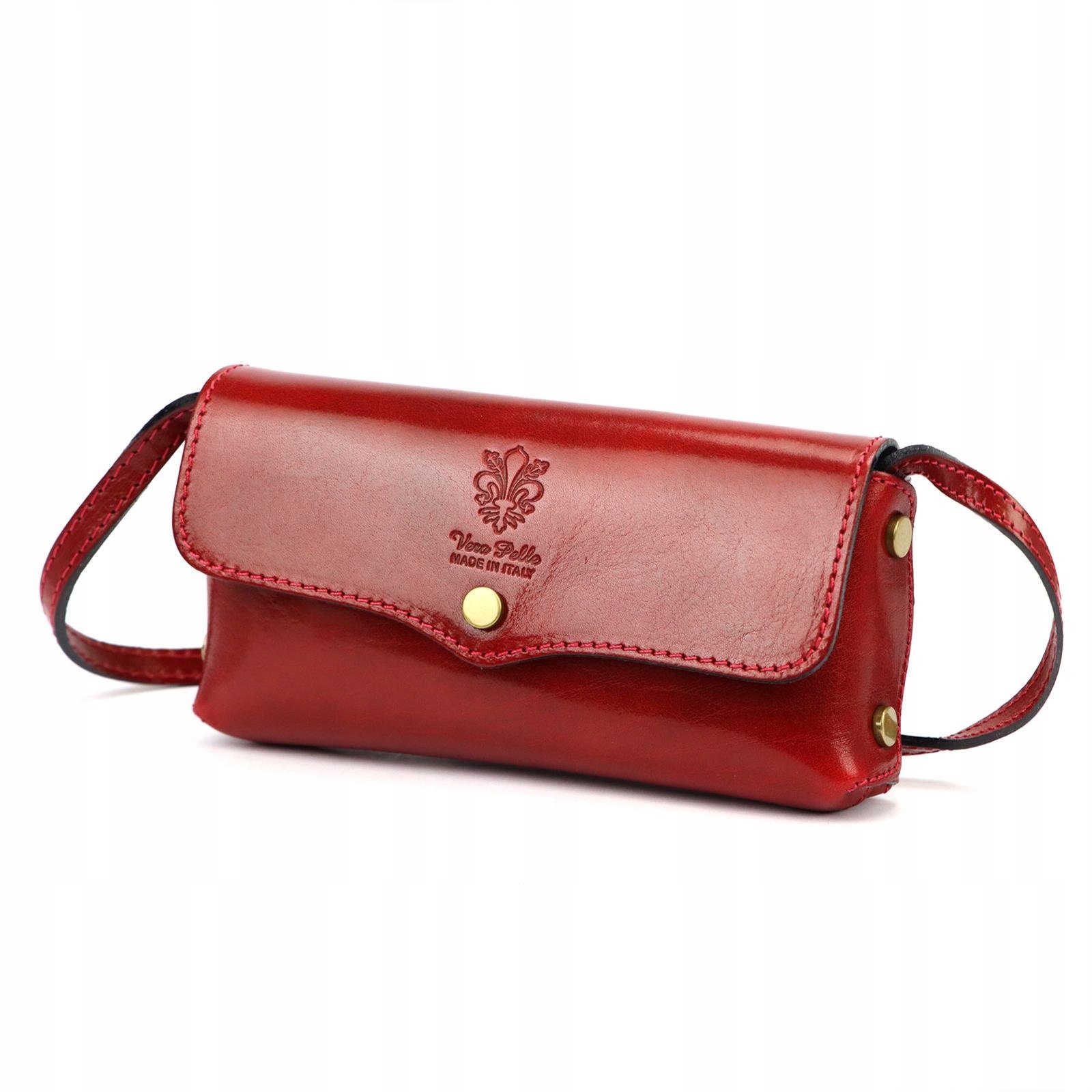 Dámská kabelka přes rameno kožená červená na telefon Florence