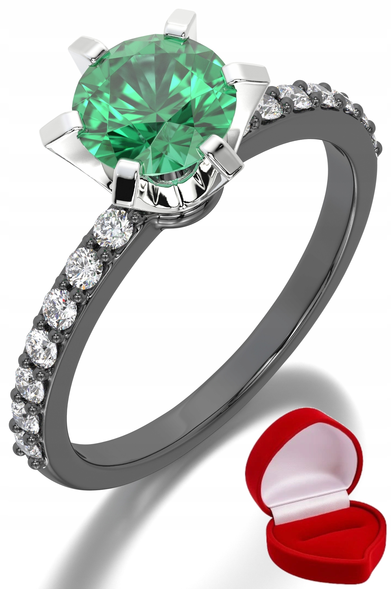 Zlatý Prstýnek 585 14k Smaragd 1 ct Černé Zlato R22