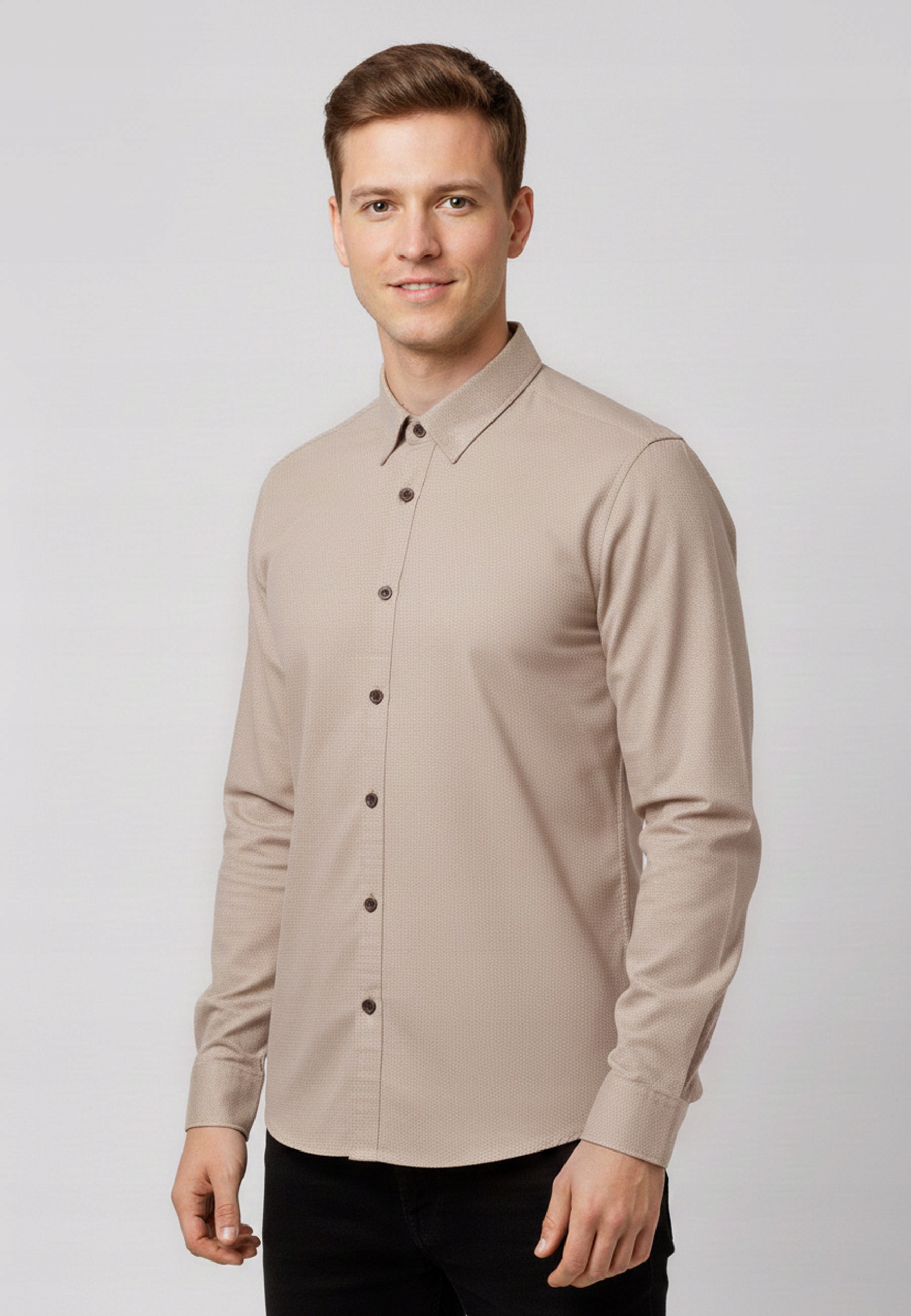 Pánská Slim Fit Béžová Košile Volcano K-tanalo