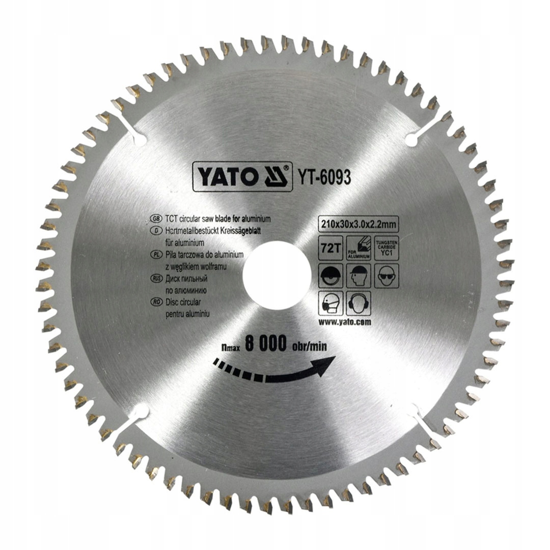 Pila kotoučová na hliník Yato YT-6093 210x30x2,2 mm 72T