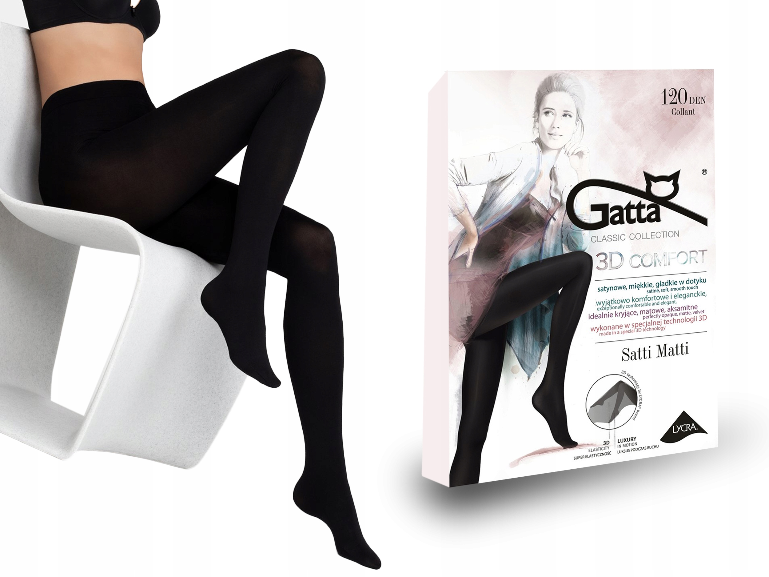 

Gatta rajstopy Satti Matti, 120 den lycra nero 3-M