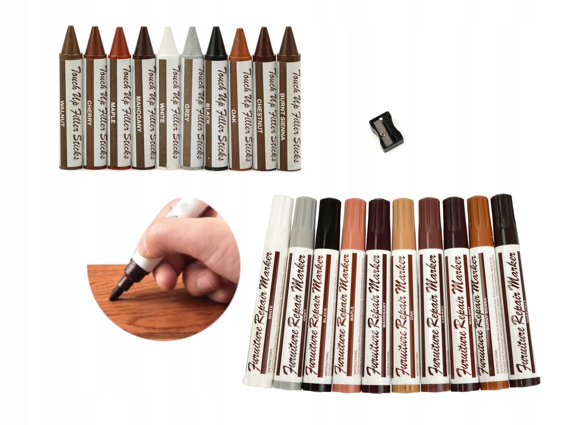 Zestaw do naprawy paneli mebli drewna 21 el kolory