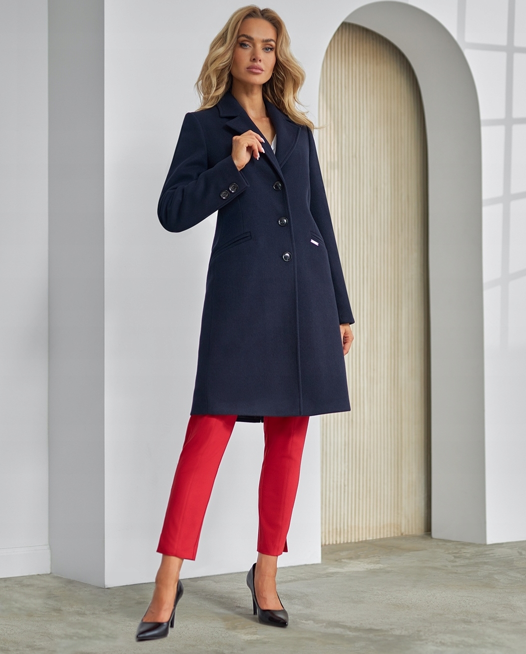 Zartex kabát na podzim a zimu klasický bez kapuce Tina námořnická modrá AW25 vel.40