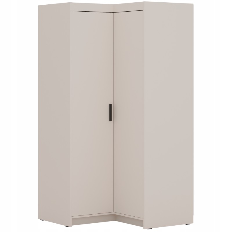 Rohová Skříň Alena, pískově béžová, 98 x 98 cm, s policemi a tyčí na ramínka