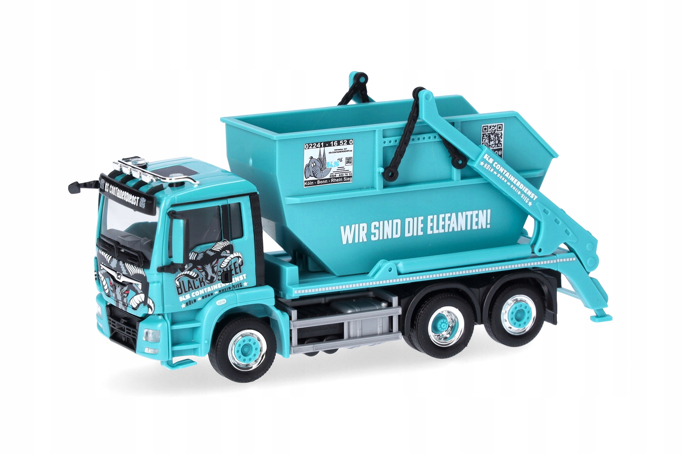 Herpa 317641 Man Tgs M Euro6c vrátný Ks Containerdienst/Black Sheep