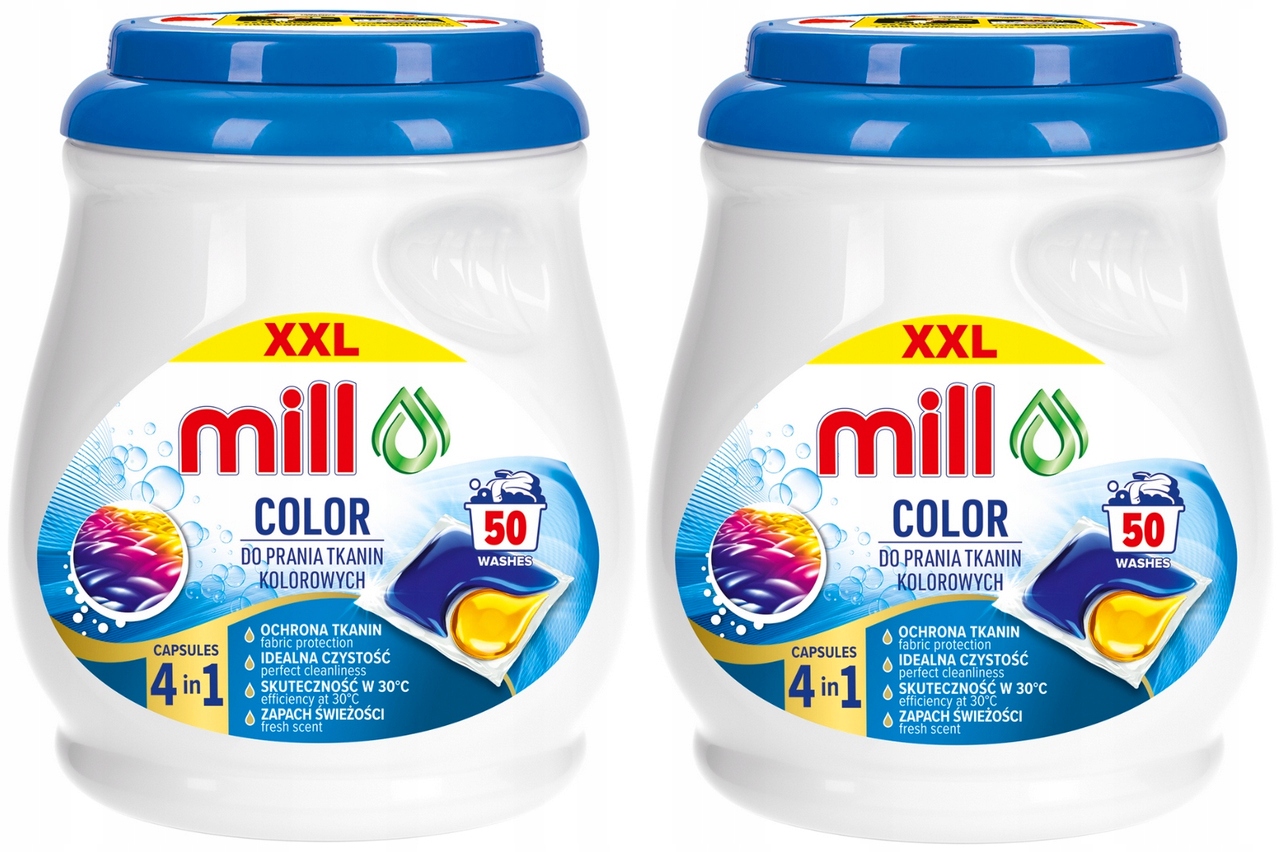 2x Kapsle Na Praní Barevného Prádla Ochrana Barev MILL Color 50 Ks