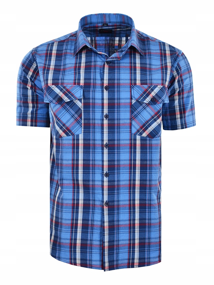 Košile Kostkovaná Modrá Krátká Velká 50/51