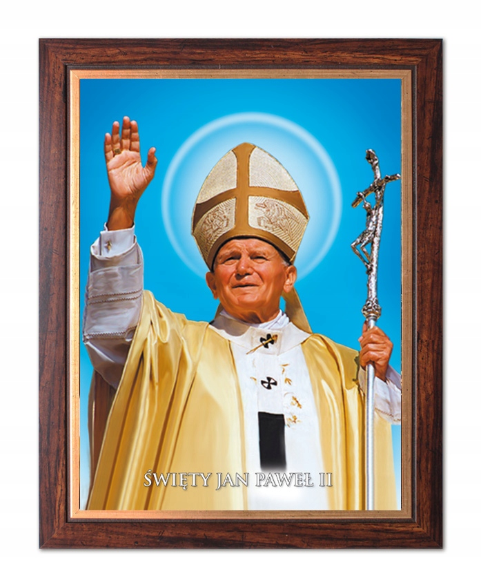 

Obraz W Ramie 20x25 Święty Jan Paweł II niebieski