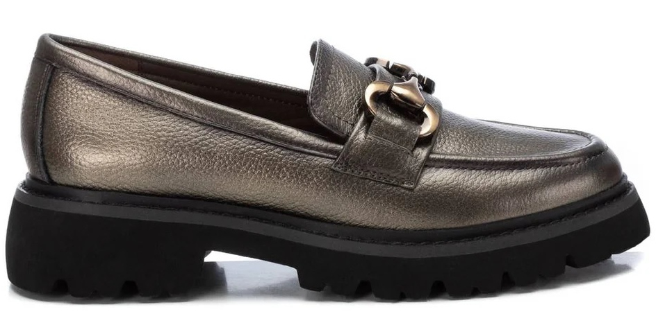 Carmela Stříbrné Dámské Kožené Mokasíny S Ozdobou 36