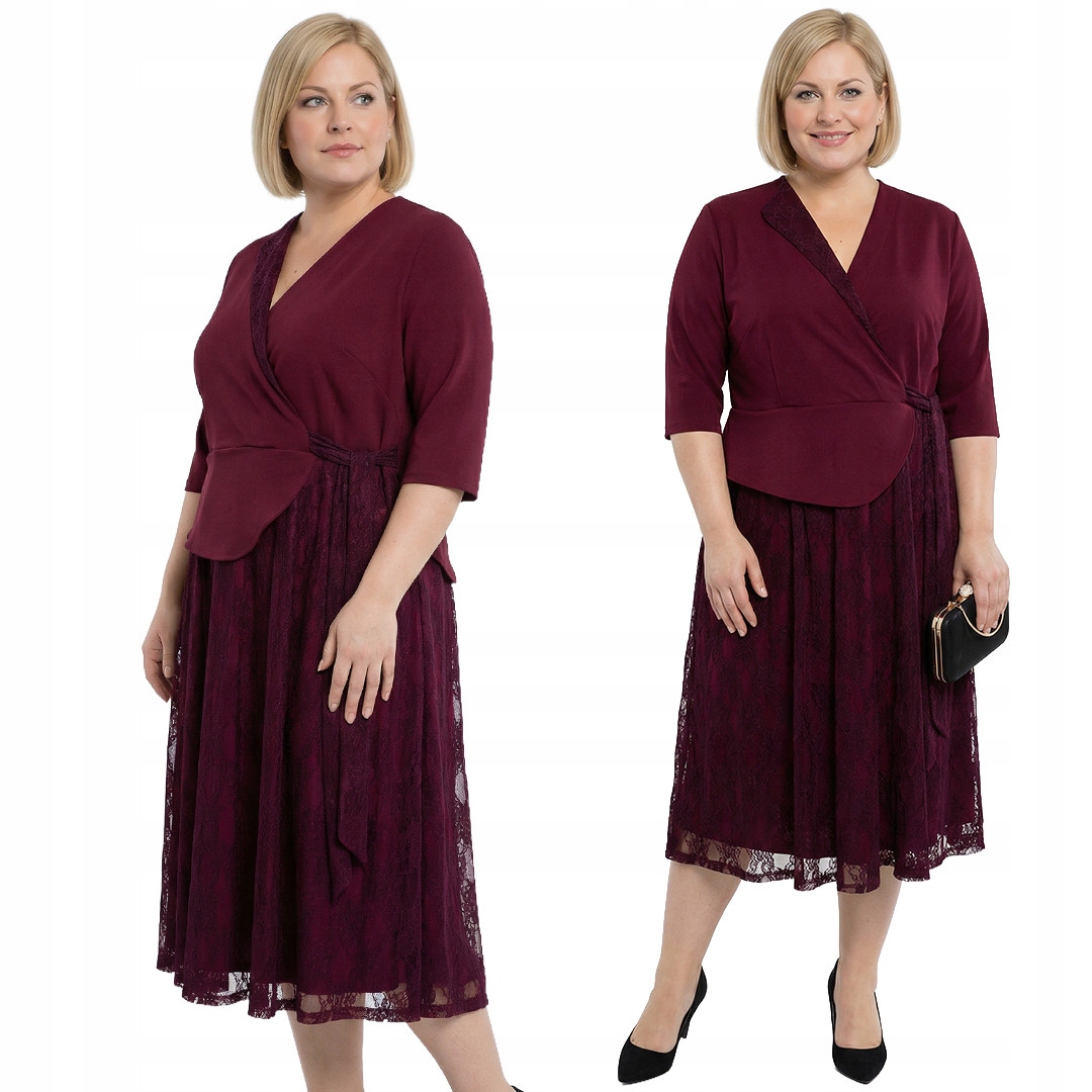 Bordó šaty s krajkou plus size velikost 60