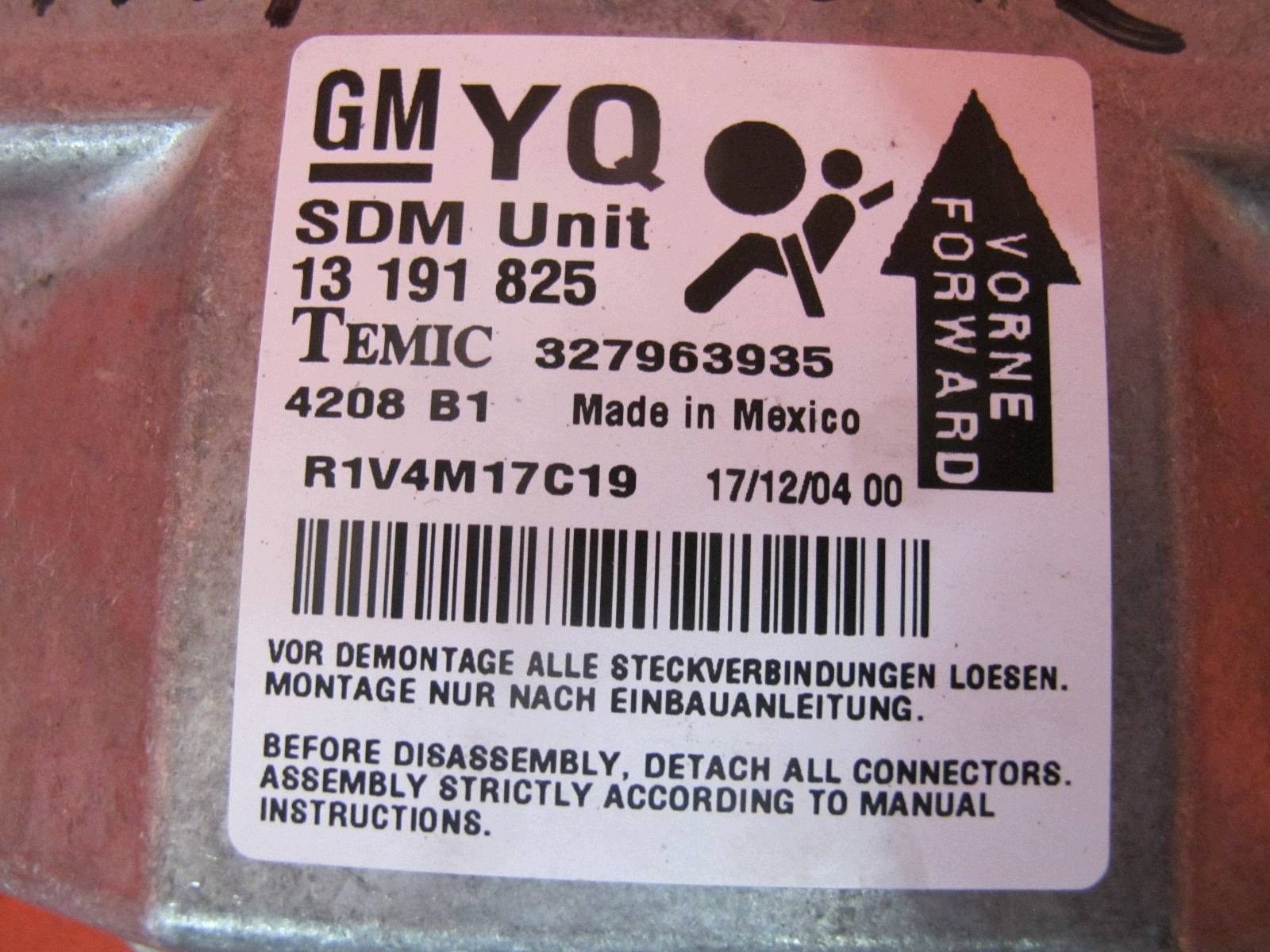 OPEL ASTRA H 3 III 04- module SENSOR control unit airbag 13191825