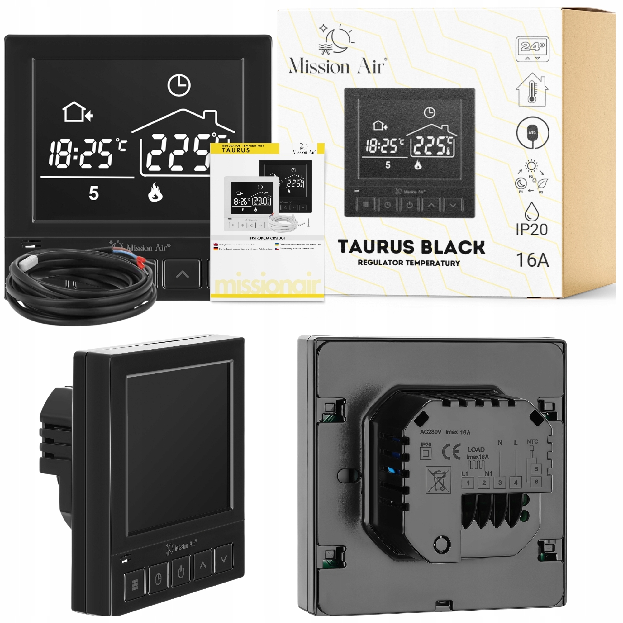 Pokojový regulátor teploty Termostat Programovatelný regulátor Taurus