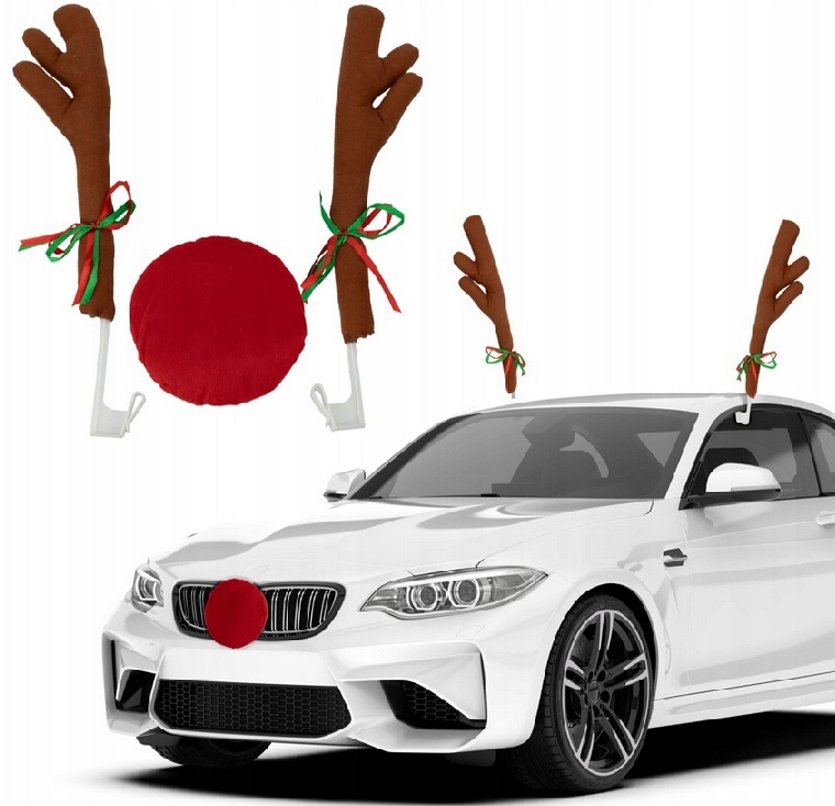 ROGI I NOS RENIFERA NA SAMOCHÓD DEKORACJA OZDOBA PRZEBRANIE NA ŚWIĘTA