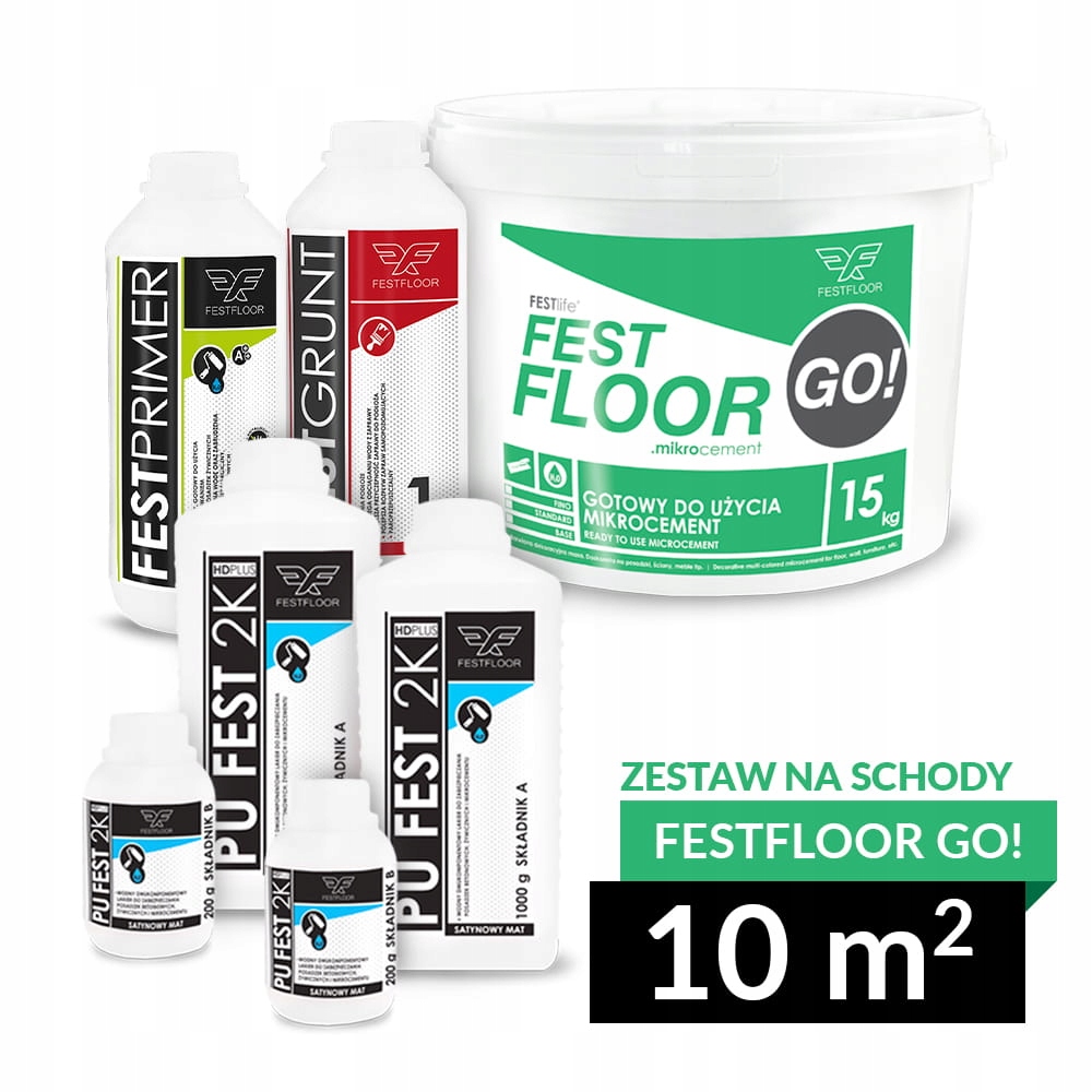 Mikrocement Festfloor Go! – sada 10 m² pro schody s Pf 2K