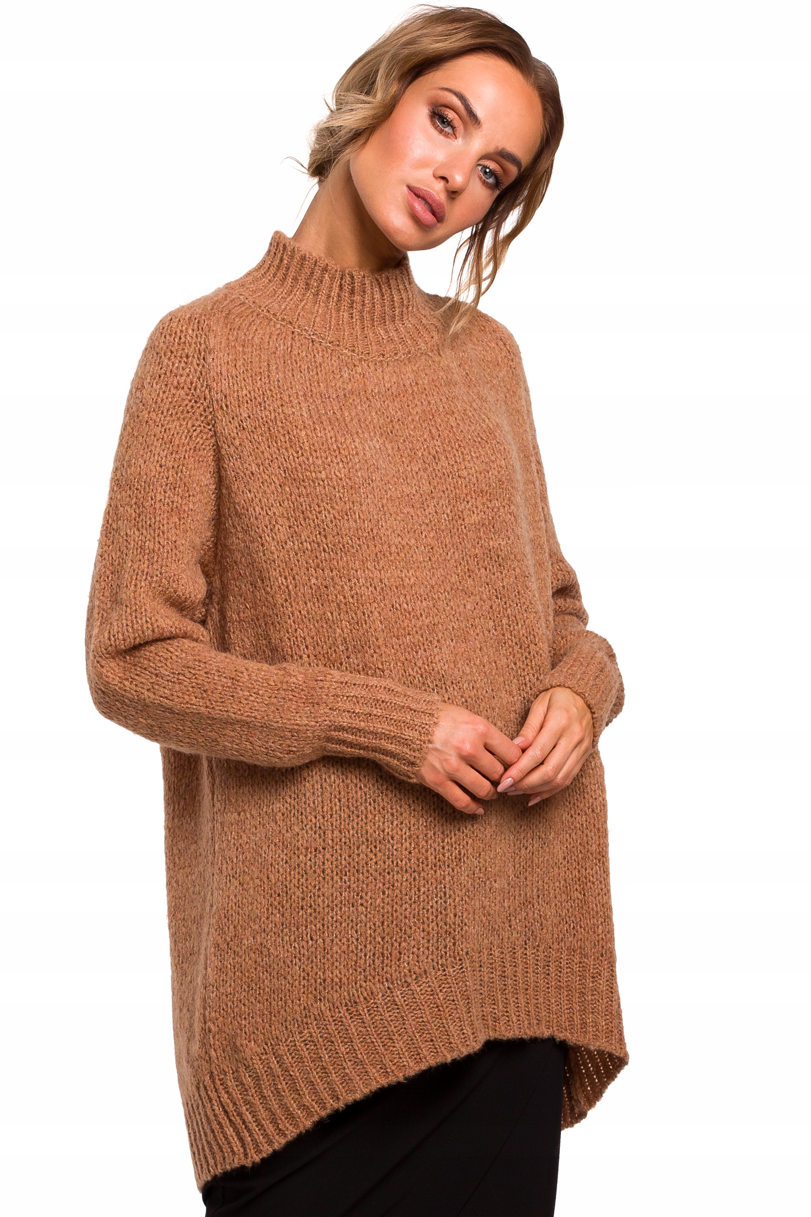 

M468 Sweter półgolf z asymetrycznym dołem - L/XL
