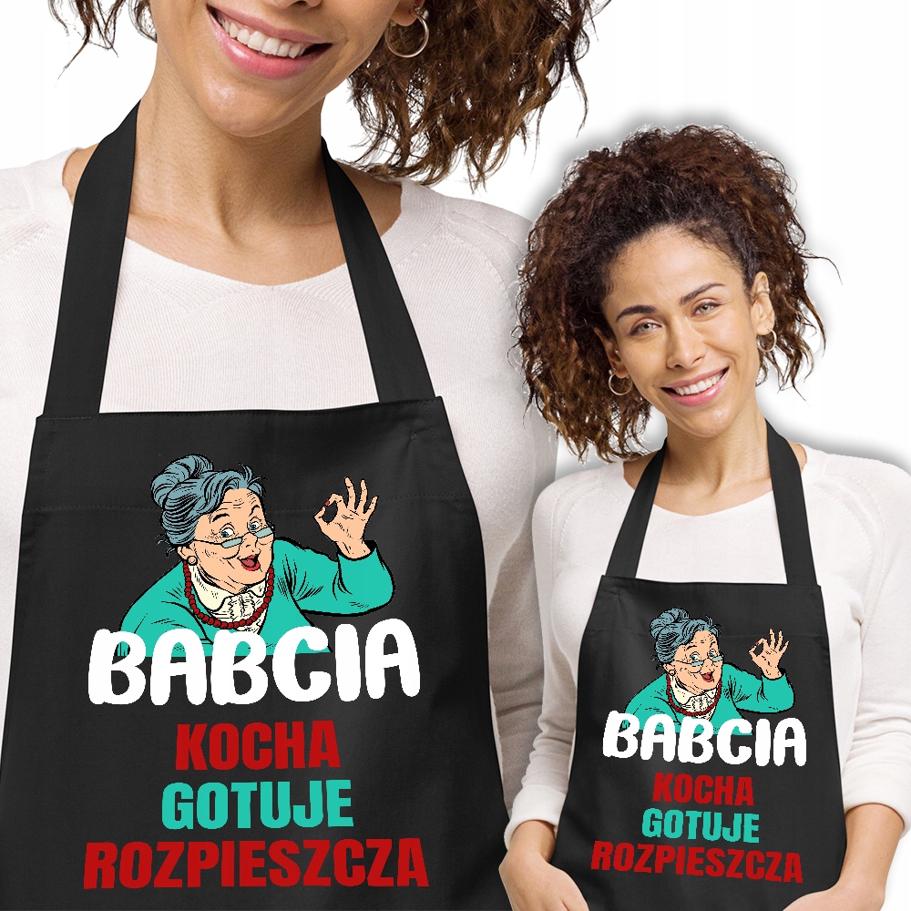Bavlněná zástěra černá jako Dárek pro Babičku Wz