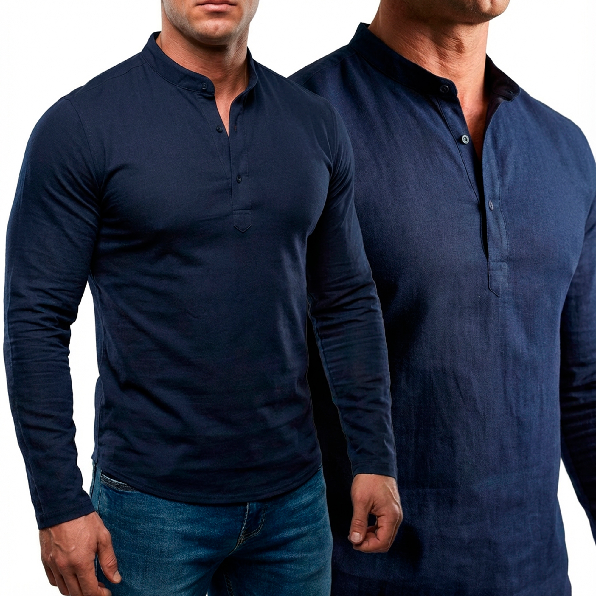 Pánská košile Stojka Len Casual Prodyšná Lněná