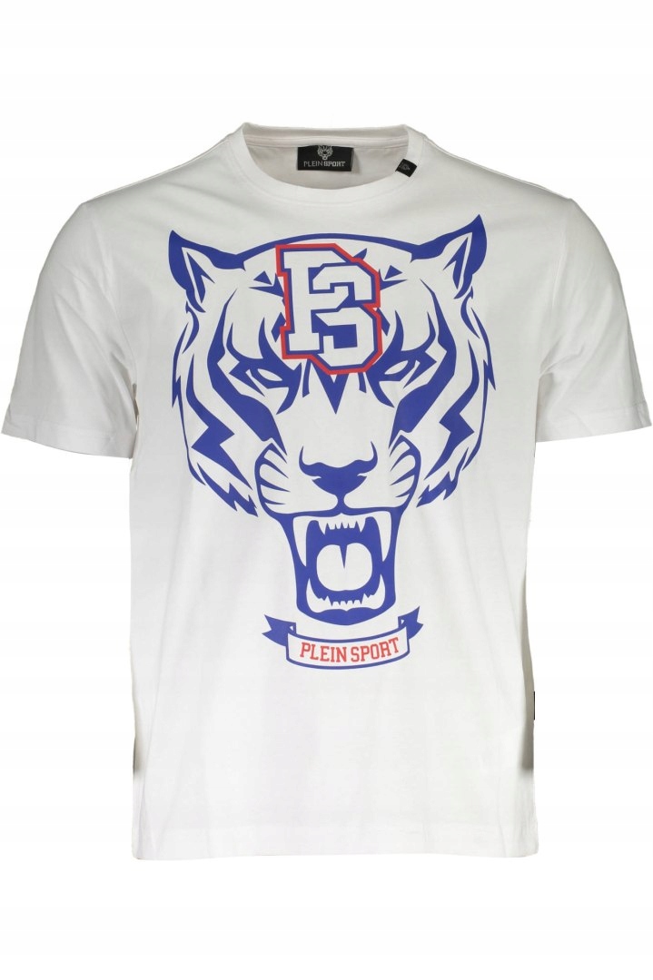 PLEIN SPORT BIAŁA MĘSKA KOSZULKA Z KRÓTKIM RĘKAWEM Rozmiar 3XS