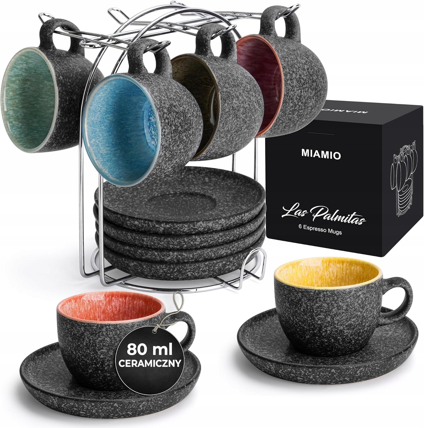 Sada Keramických Šálok Na Espresso 6X80 ML So Stojanom